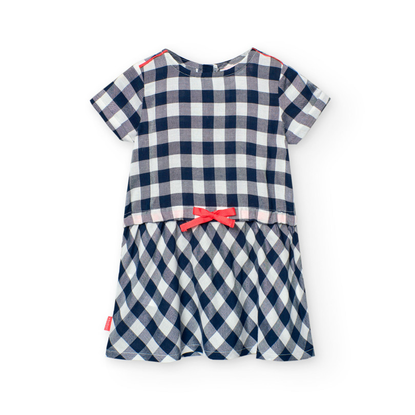 Vestido viscosa cuadros de bebé niña
