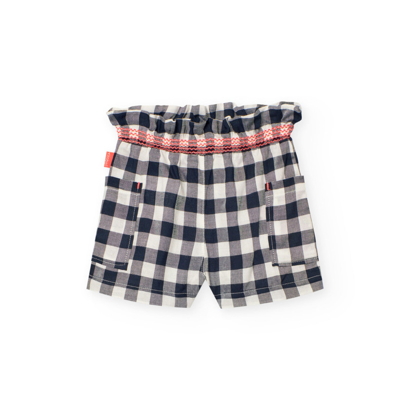 Bermudas viscosa cuadros de bebé niña