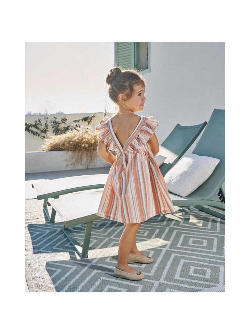 Vestido Niña De Rayas Y Espalda Cruzada