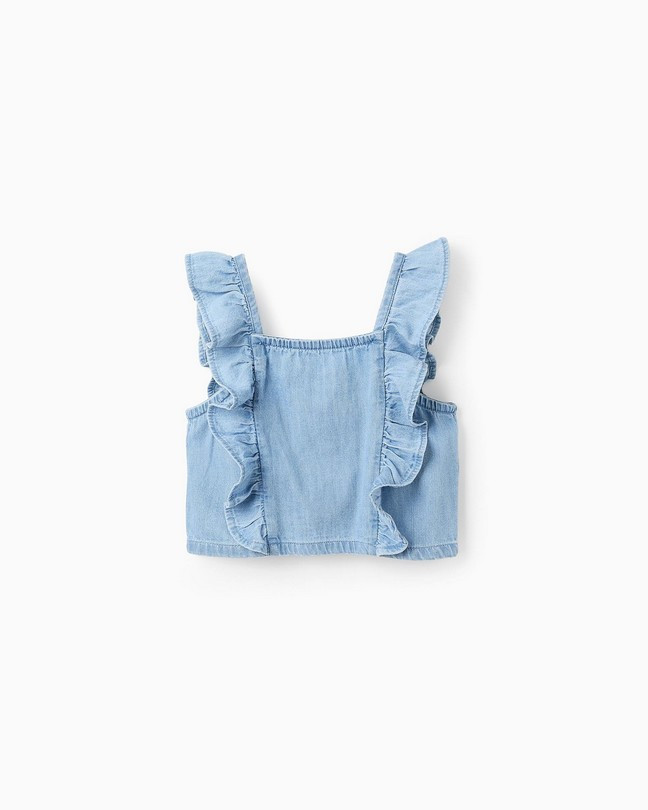Camisa de manga corta de denim ligero